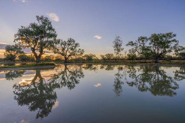 Sunset over a lake