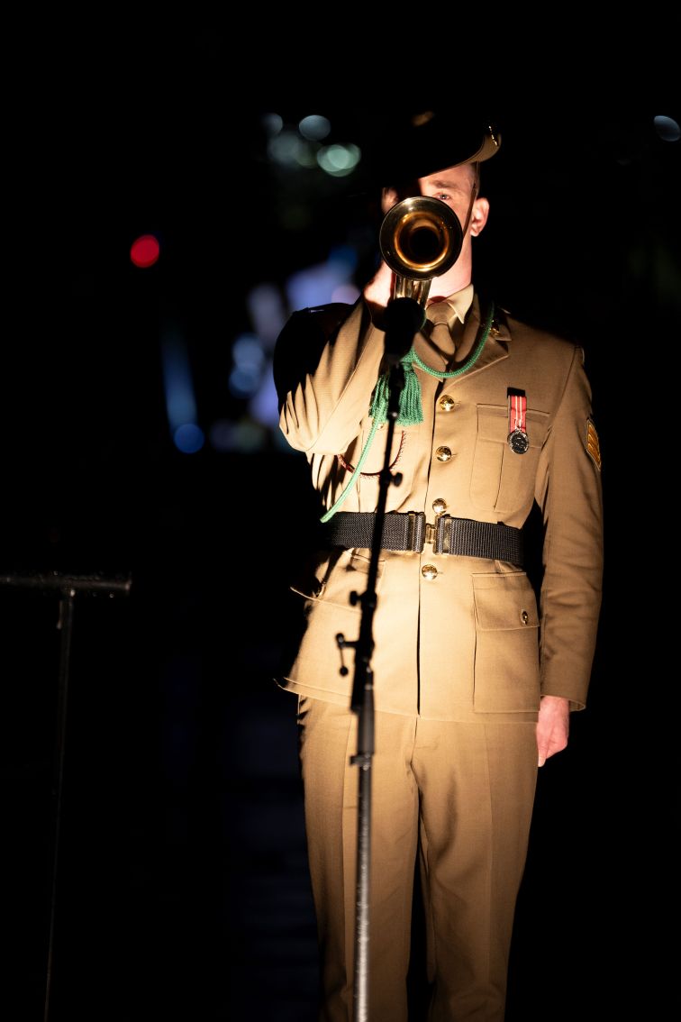 Bugle player at the Anzac Day Dawn Service